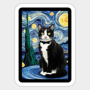 Tuxedo Cat Starry Sticker